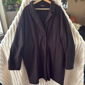 Disturbia Black Oversized Button-Front Coat